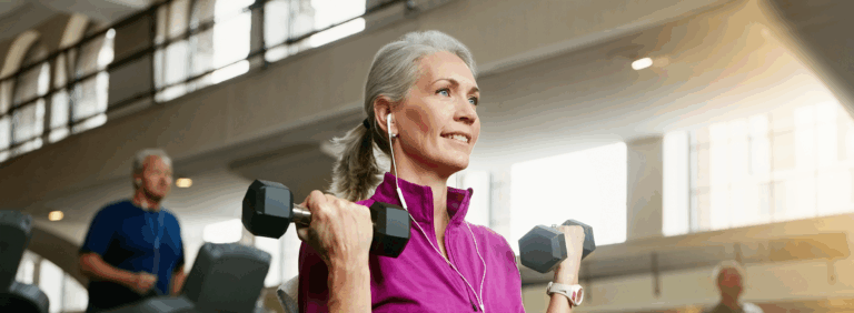 mature woman lifting weights